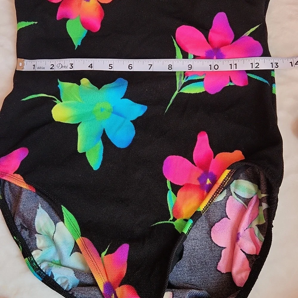 Women's Bright Colorful Floral, Summer, Pool, Beach, Sexy One Piece Swim Suit - Picture 8 of 11